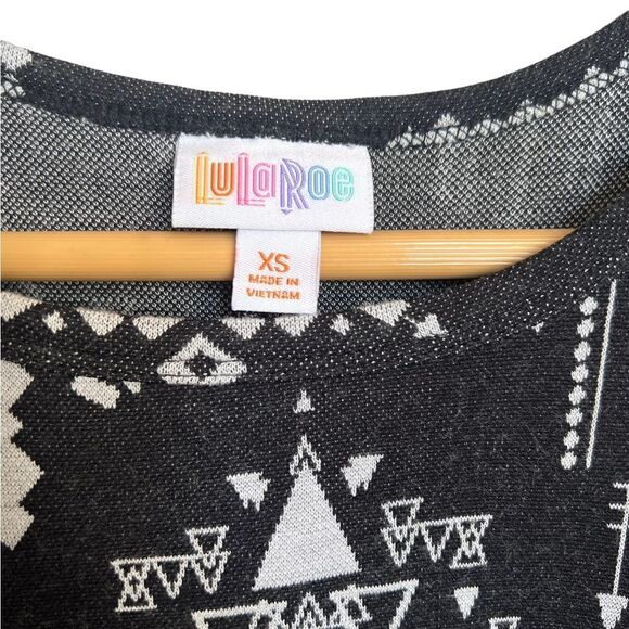 LuLaRoe Black and White Aztec Print Carly Dress Size XS - Picture 4 of 6